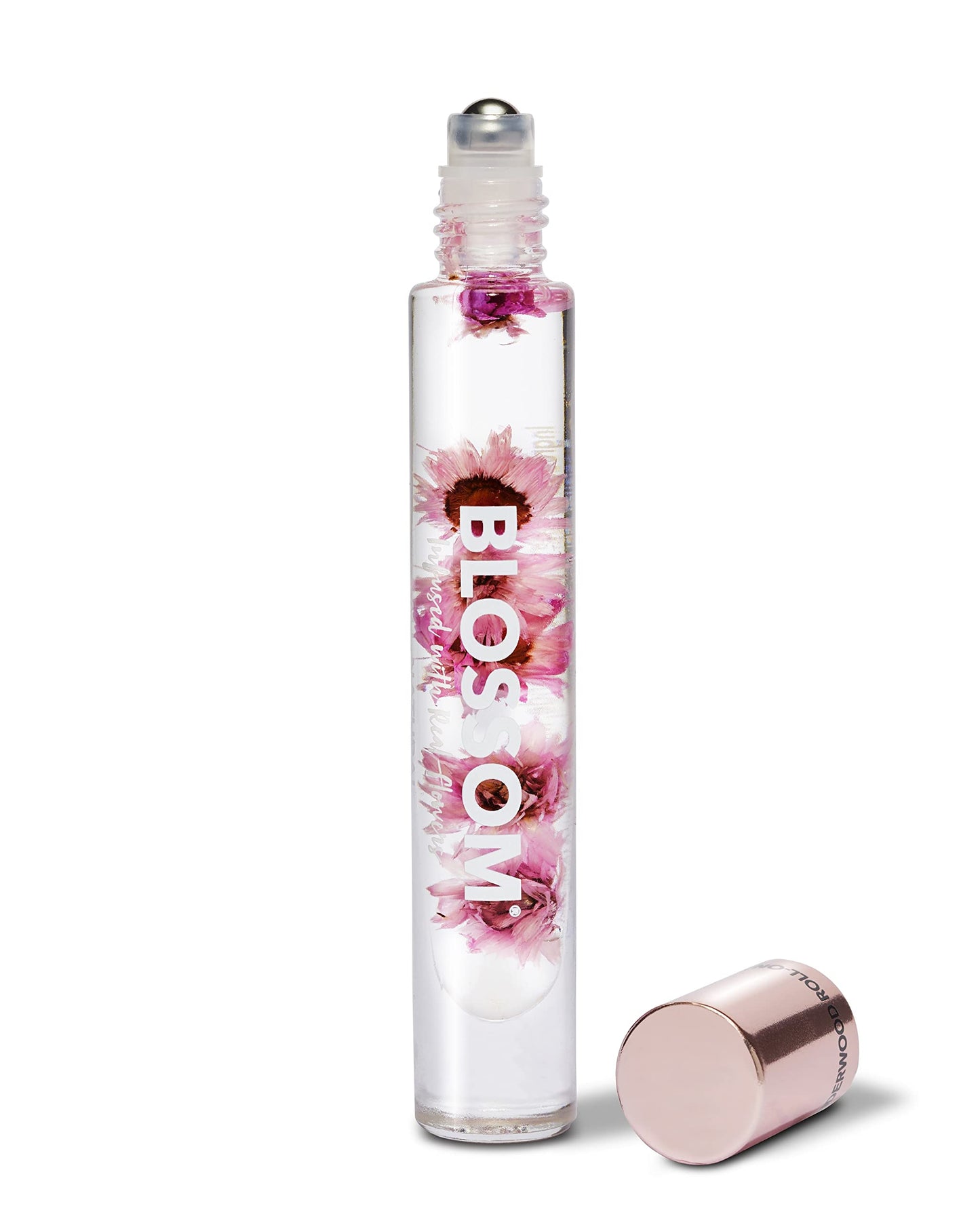 Blossom Roll on Perfume for Women Alcohol Free Rollerball Perfume Oil with Essential Oils, Infused with Real Flowers, Made in USA, 0.20oz (Rose, Violet, Lily, Magnolia, Amber, Cedarwood), Rose