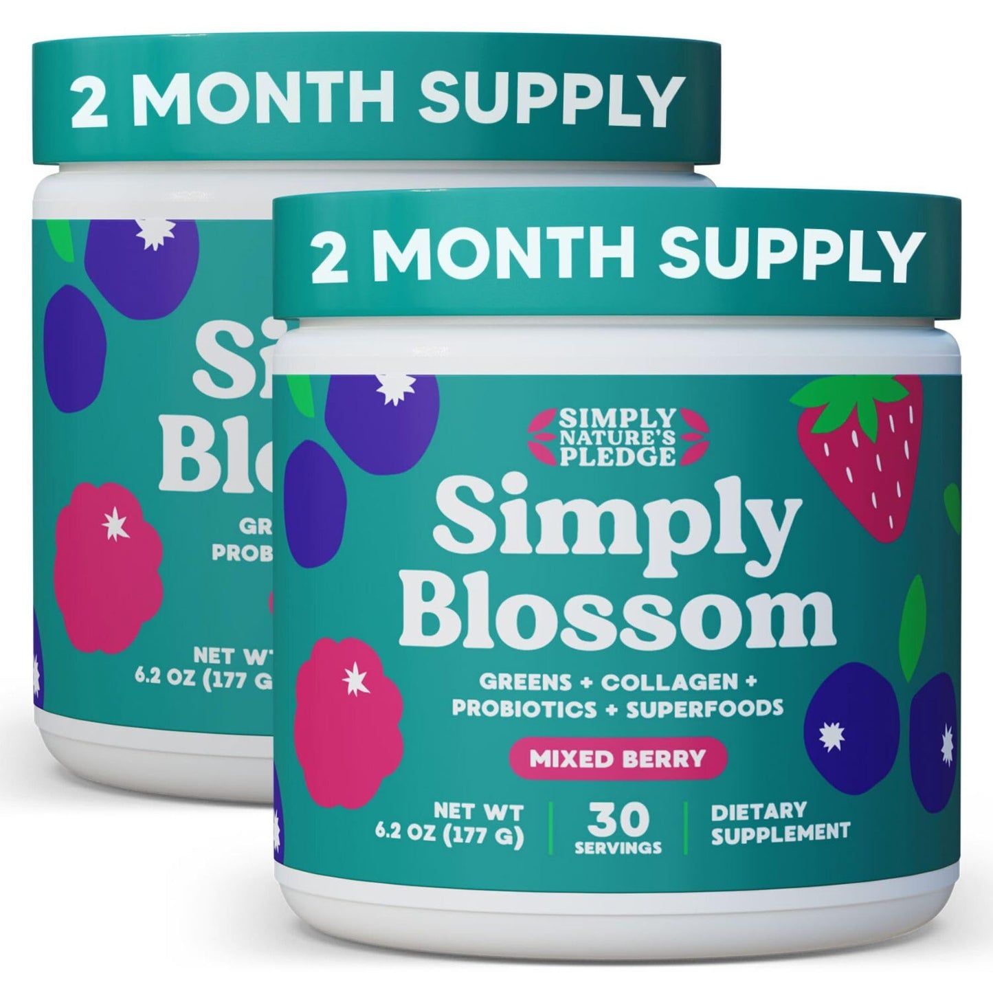 Simply Blossom Nutrition - Daily Greens & Superfood Powder + Collagen + Probiotics for Women's Digestive Health & Bloating Relief. Help Your Health Bloom - 30 Day Supply