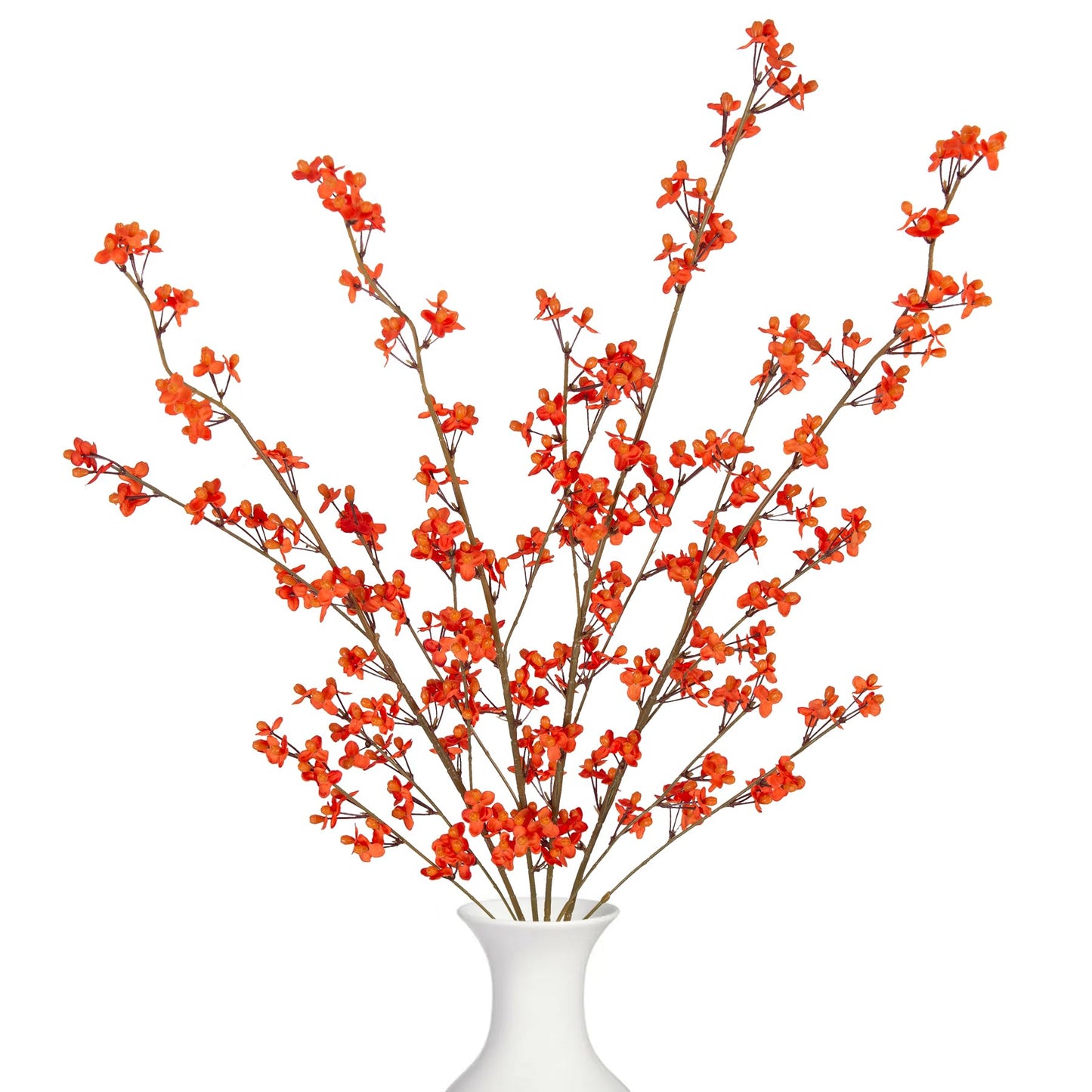 4Pcs Cherry Blossom Branches Artificial Flowers for Spring Summer Indoor Decoration,Faux Long Stem Artificial Flowers for Wedding Home Office Bedroom Party Table Centerpieces Decor(White)