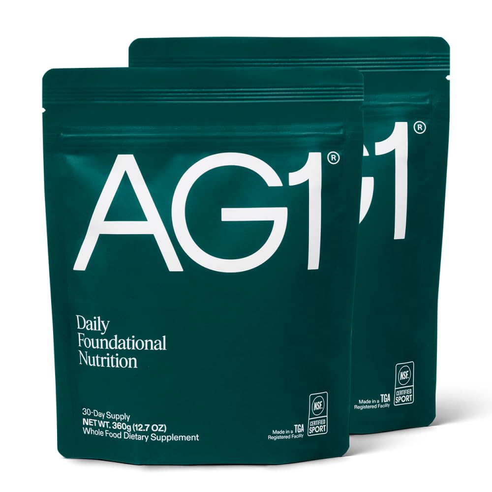 AG1 Greens Powder Supplement | Improve Gut Health | Multivitamin, Probiotic, Gluten Free, Vegan and Keto Friendly | 75 Vitamins (Athletic Greens) - Family Value Kit, Classic Formula